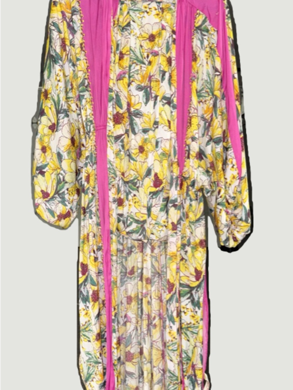 Free People Yellow Floral Wide-Leg Jumpsuit with Pink Accents